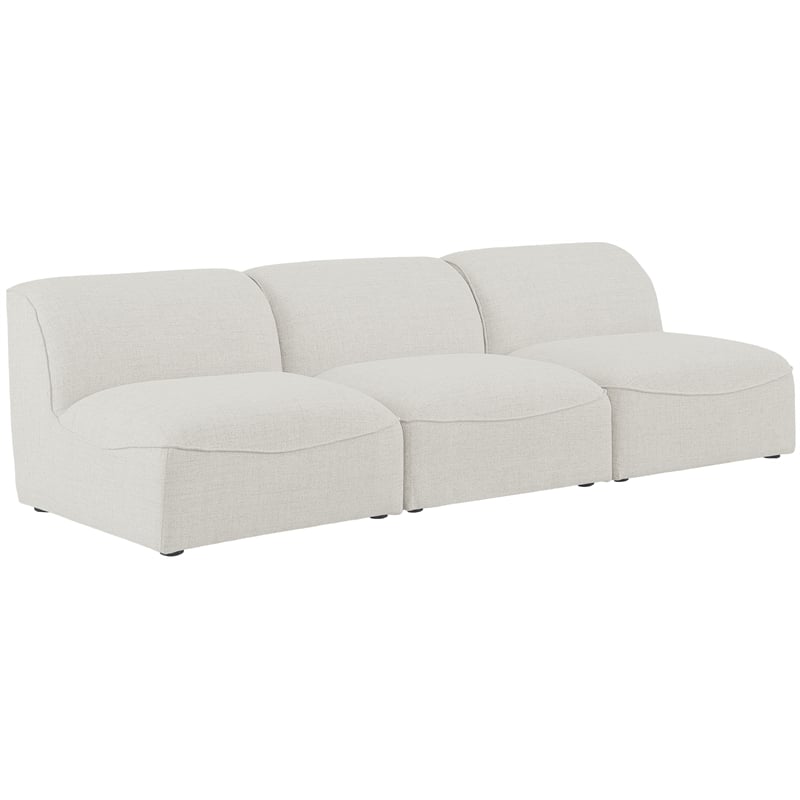 Meridian Furniture Miramar Cream Durable Linen Textured Modular Sofa