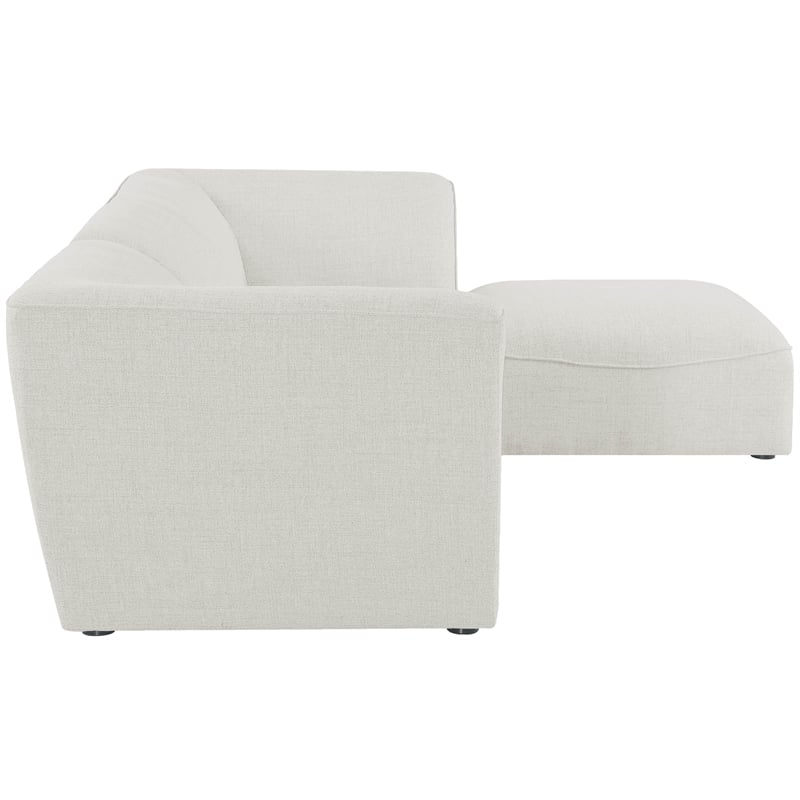 Meridian Furniture Miramar Cream Durable Linen Textured Modular Sectional
