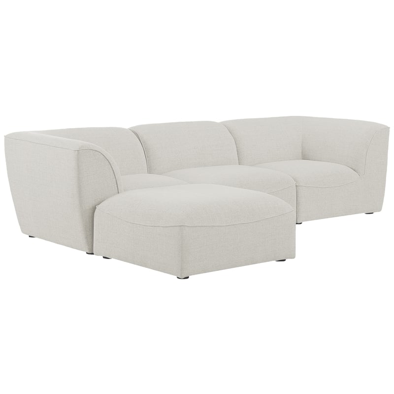 Meridian Furniture Miramar Cream Durable Linen Textured Modular Sectional