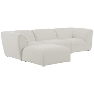Meridian Furniture Miramar Cream Durable Linen Textured Modular Sectional