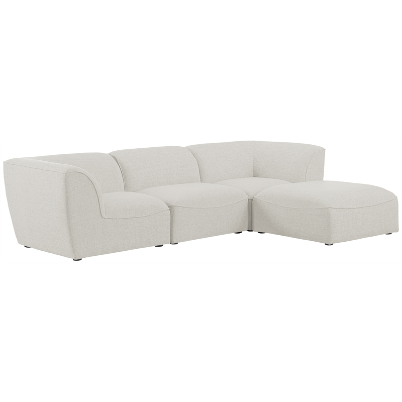 Meridian Furniture Miramar Cream Durable Linen Textured Modular Sectional