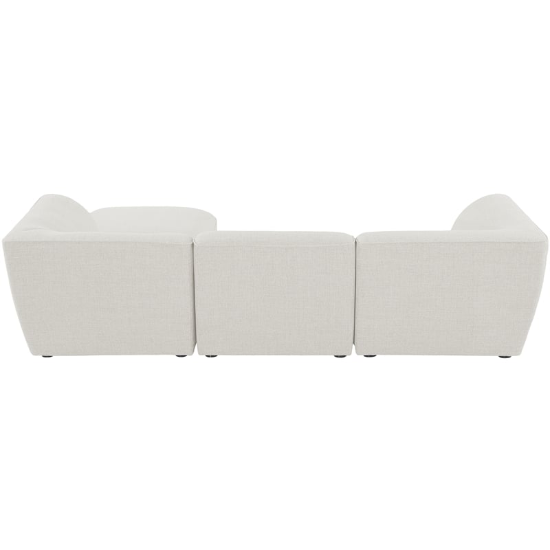 Meridian Furniture Miramar Cream Durable Linen Textured Modular Sectional
