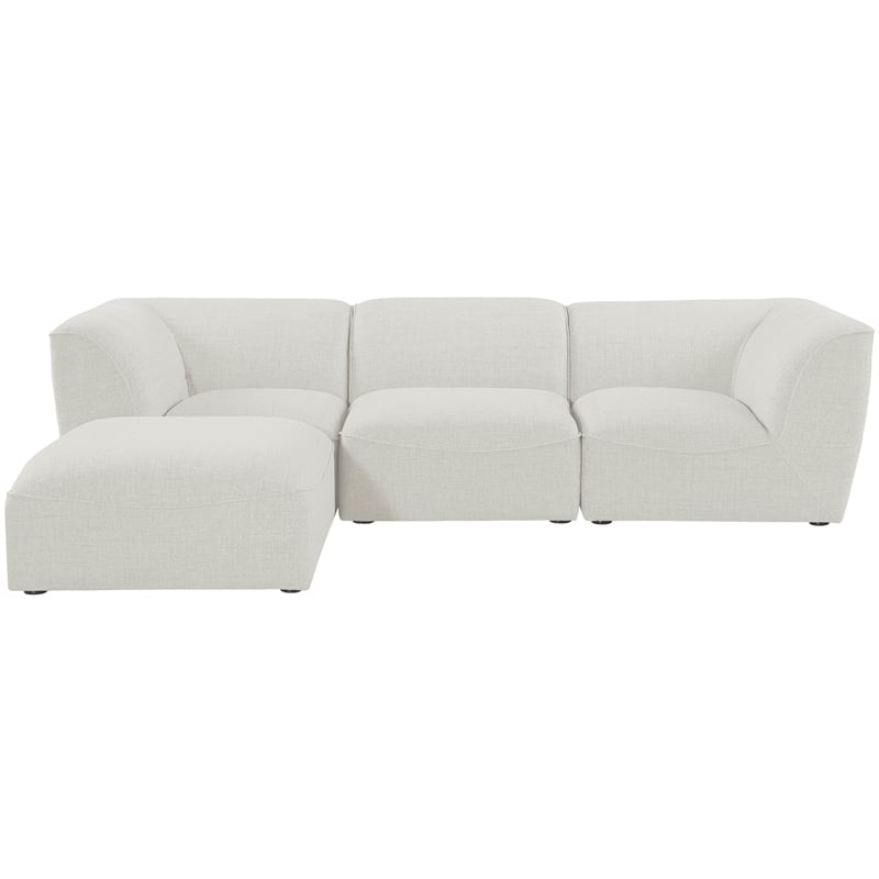 Meridian Furniture Miramar Cream Durable Linen Textured Modular Sectional