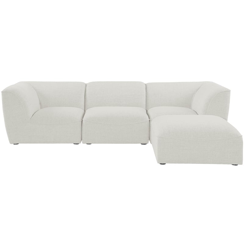 Meridian Furniture Miramar Cream Durable Linen Textured Modular Sectional
