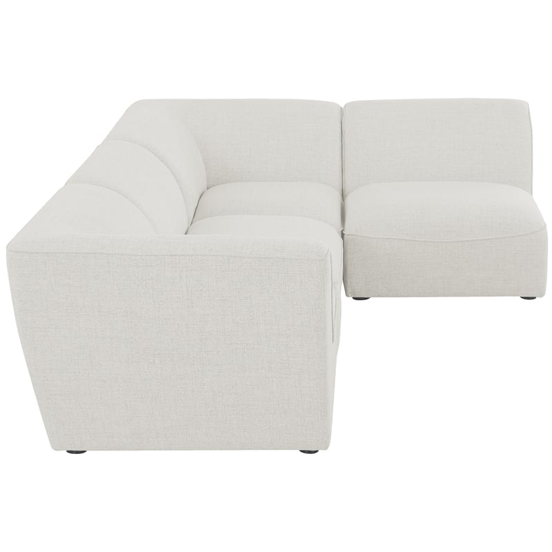 Meridian Furniture Miramar Cream Durable Linen Textured Modular Sectional