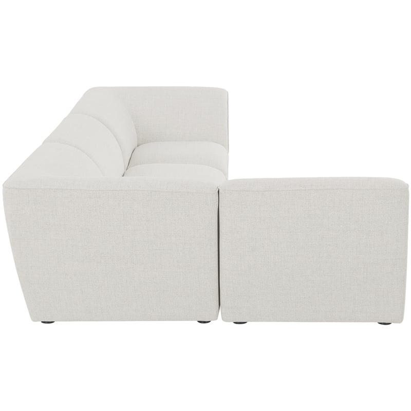 Meridian Furniture Miramar Cream Durable Linen Textured Modular Sectional