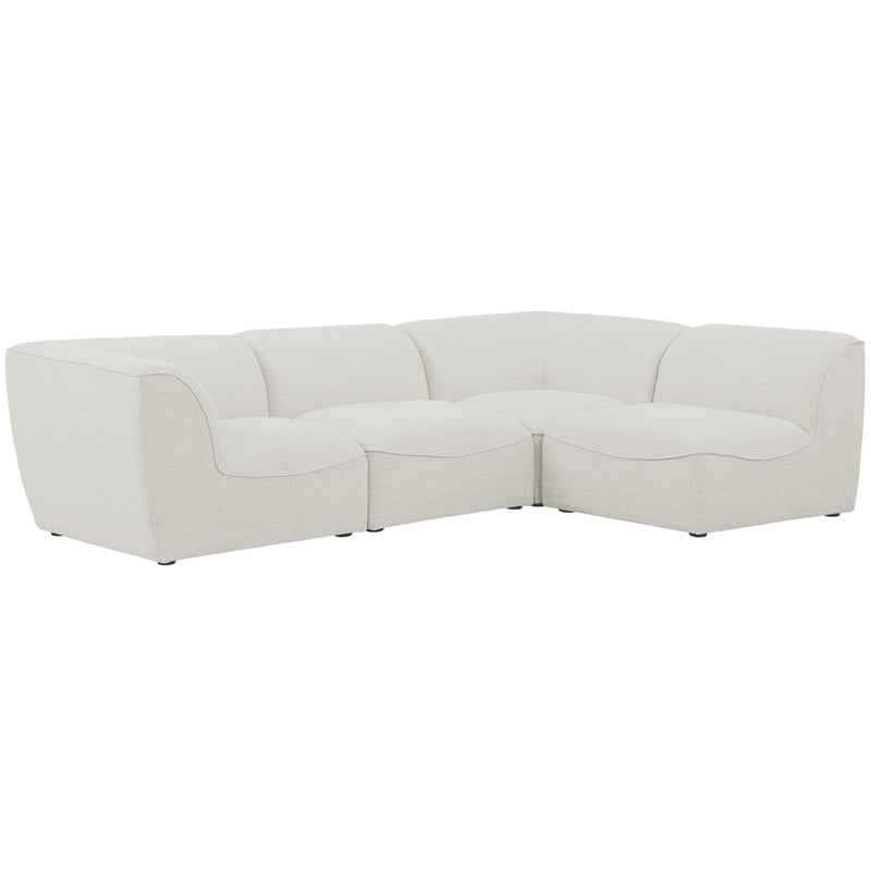 Meridian Furniture Miramar Cream Durable Linen Textured Modular Sectional