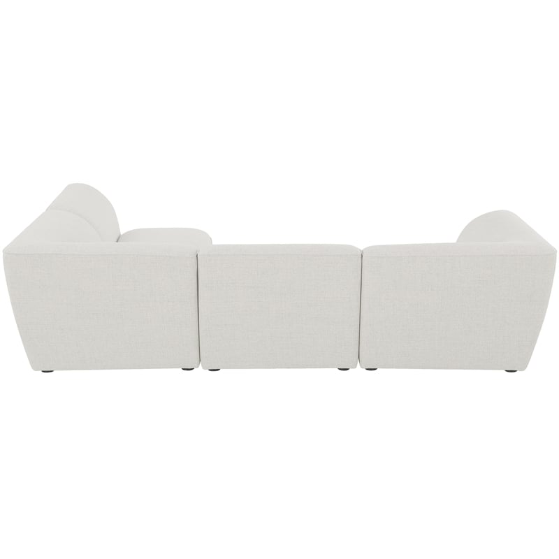 Meridian Furniture Miramar Cream Durable Linen Textured Modular Sectional