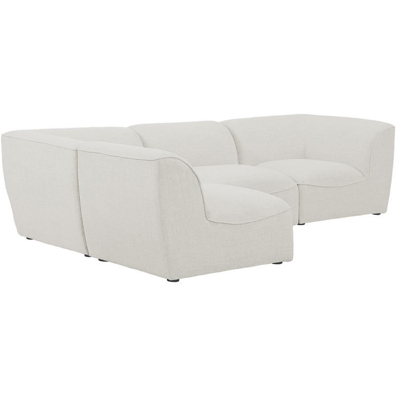 Meridian Furniture Miramar Cream Durable Linen Textured Modular Sectional