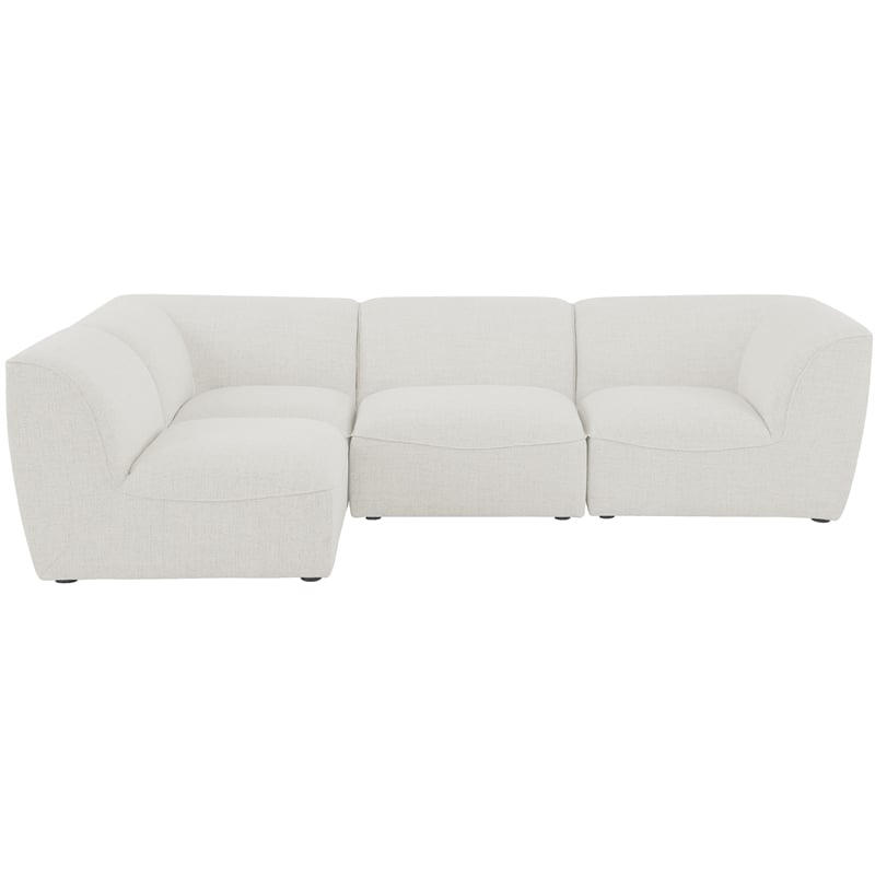 Meridian Furniture Miramar Cream Durable Linen Textured Modular Sectional