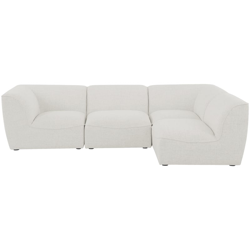 Meridian Furniture Miramar Cream Durable Linen Textured Modular Sectional