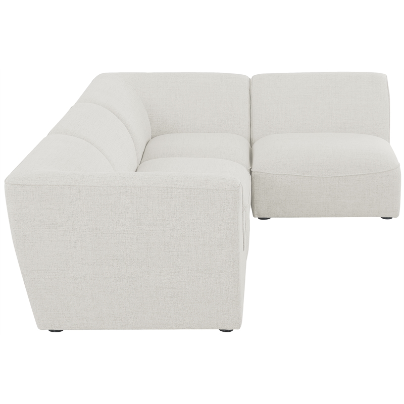 Meridian Furniture Miramar Cream Durable Linen Textured Modular Sectional