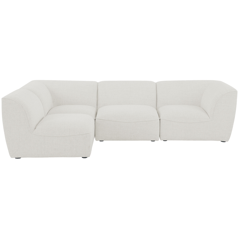 Meridian Furniture Miramar Cream Durable Linen Textured Modular Sectional