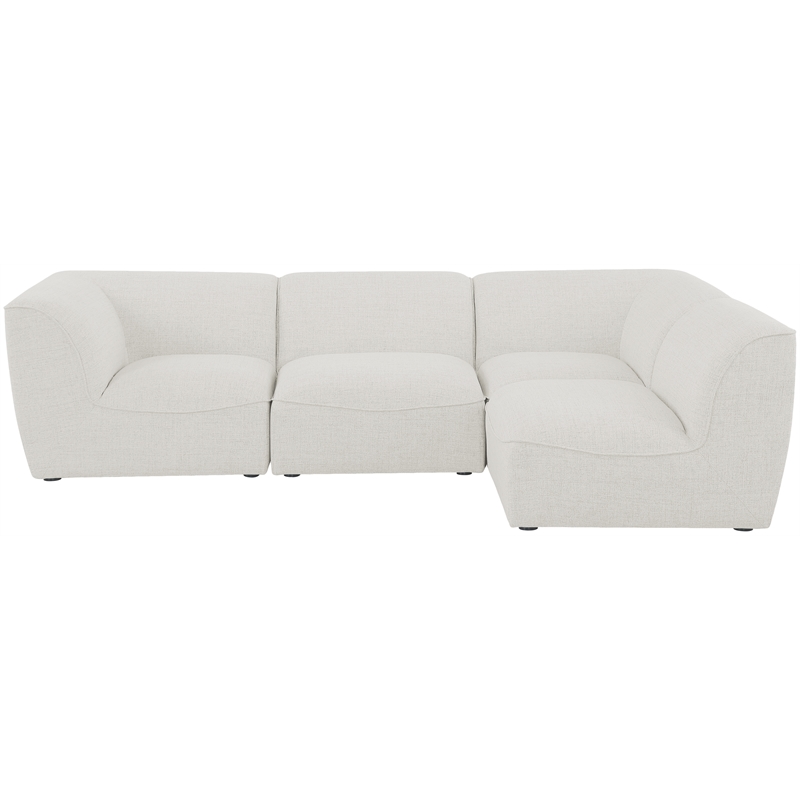 Meridian Furniture Miramar Cream Durable Linen Textured Modular Sectional