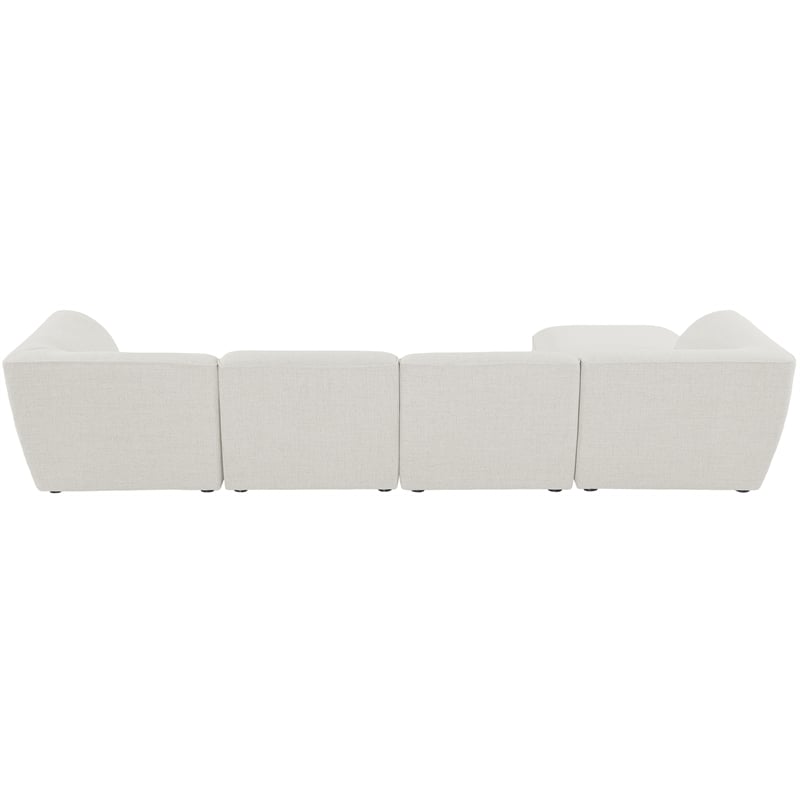 Meridian Furniture Miramar Cream Durable Linen Textured Modular Sectional
