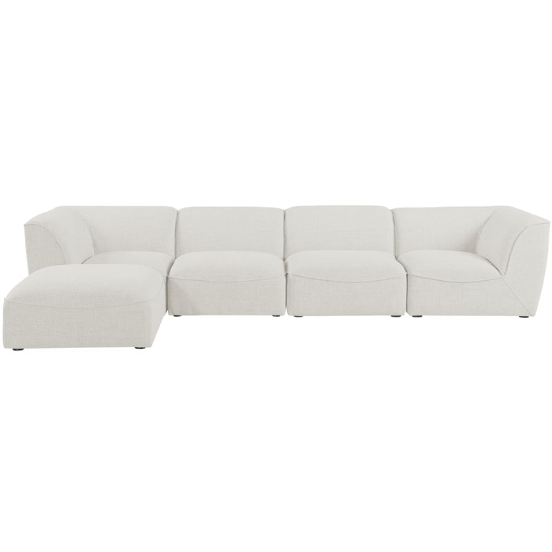Meridian Furniture Miramar Cream Durable Linen Textured Modular Sectional