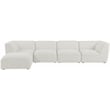Meridian Furniture Miramar Cream Durable Linen Textured Modular Sectional