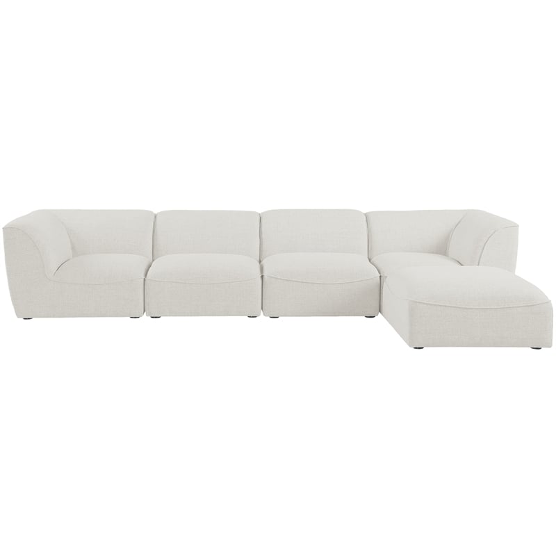 Meridian Furniture Miramar Cream Durable Linen Textured Modular Sectional
