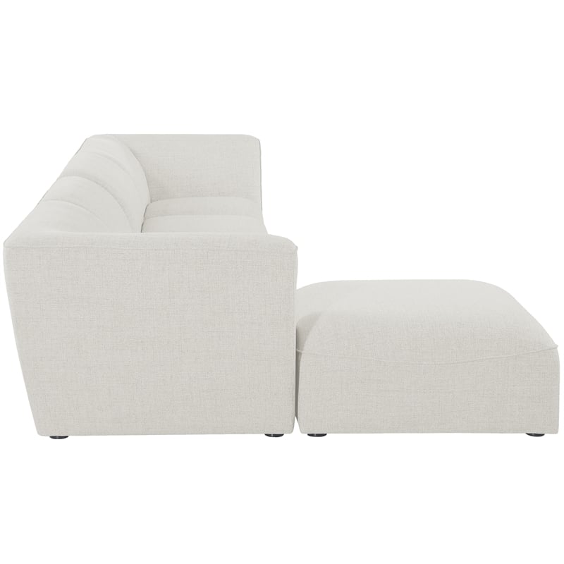 Meridian Furniture Miramar Cream Durable Linen Textured Modular Sectional