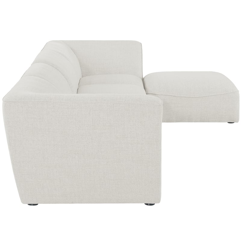Meridian Furniture Miramar Cream Durable Linen Textured Modular Sectional