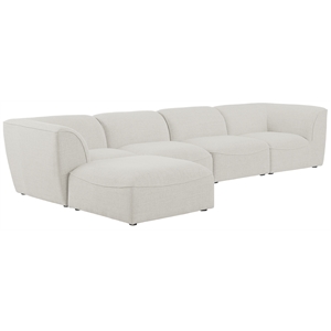 Meridian Furniture Miramar Cream Durable Linen Textured Modular Sectional