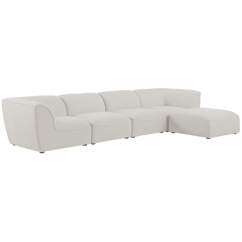 Meridian Furniture Miramar Cream Durable Linen Textured Modular Sectional