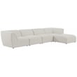 Meridian Furniture Miramar Cream Durable Linen Textured Modular Sectional