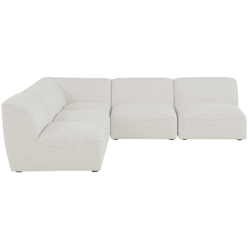 Meridian Furniture Miramar Cream Durable Linen Textured Modular Sectional