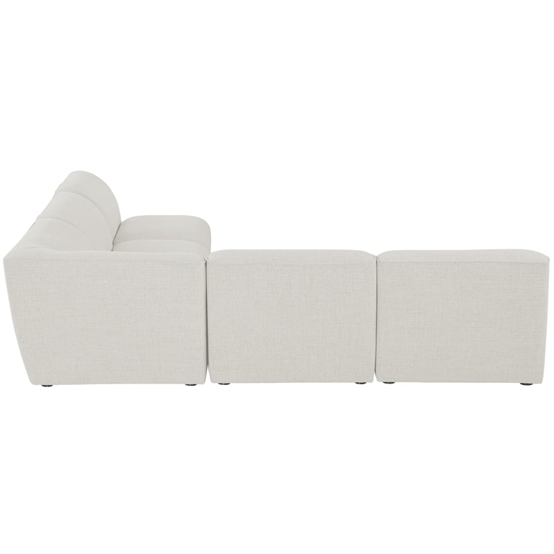 Meridian Furniture Miramar Cream Durable Linen Textured Modular Sectional