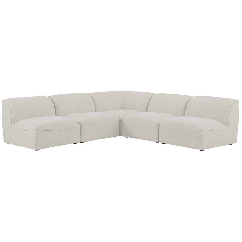 Meridian Furniture Miramar Cream Durable Linen Textured Modular Sectional