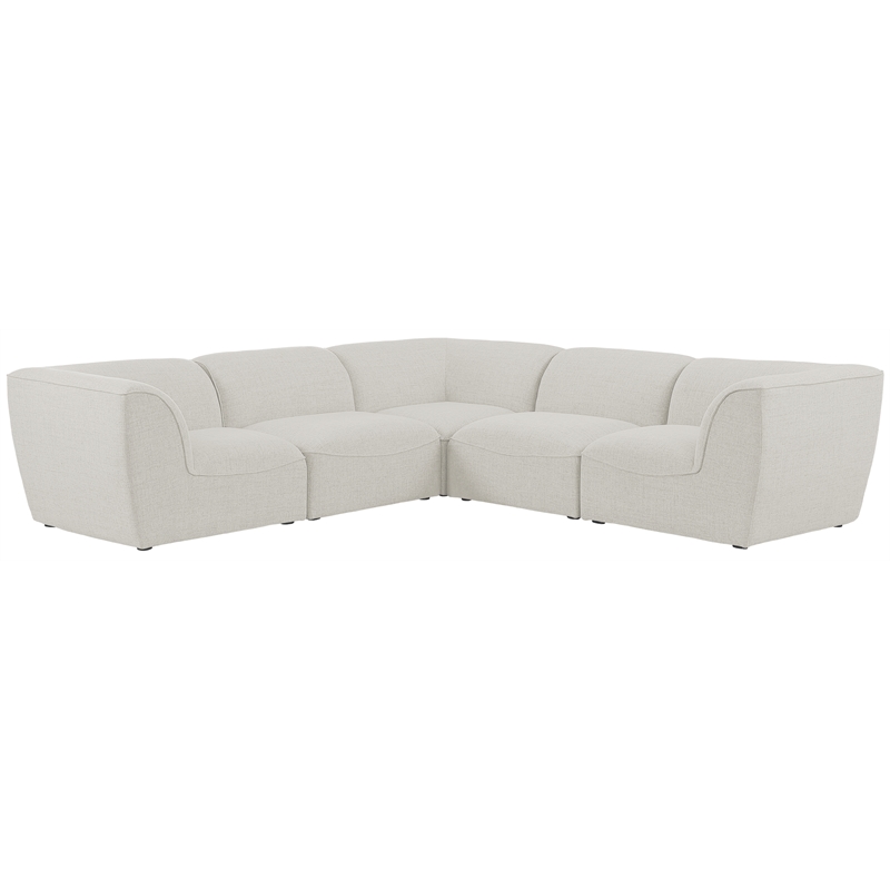 Meridian Furniture Miramar Cream Durable Linen Textured Modular Sectional