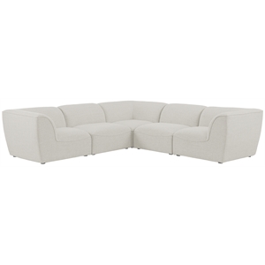 Meridian Furniture Miramar Cream Durable Linen Textured Modular Sectional