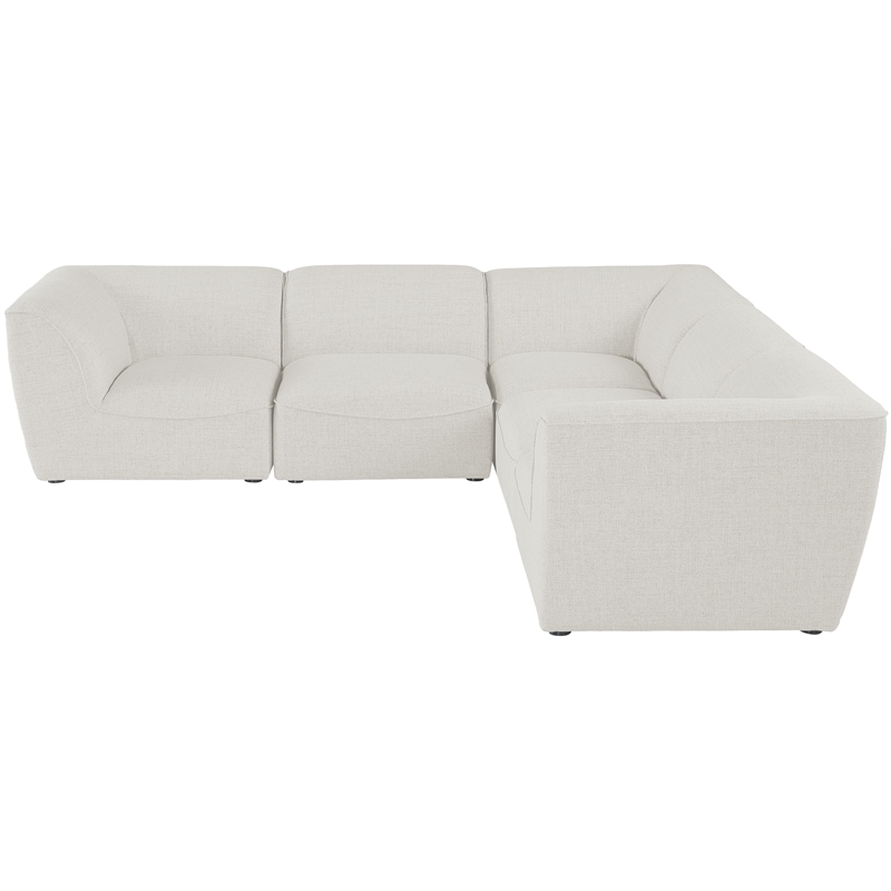 Meridian Furniture Miramar Cream Durable Linen Textured Modular Sectional