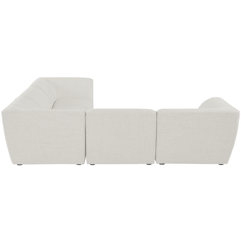 Meridian Furniture Miramar Cream Durable Linen Textured Modular Sectional