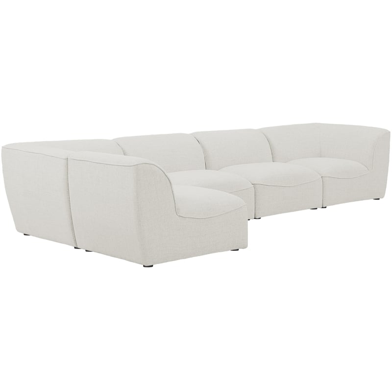 Meridian Furniture Miramar Cream Durable Linen Textured Modular Sectional