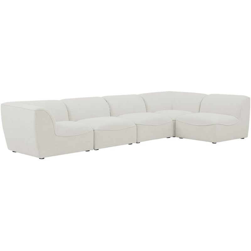 Meridian Furniture Miramar Cream Durable Linen Textured Modular Sectional