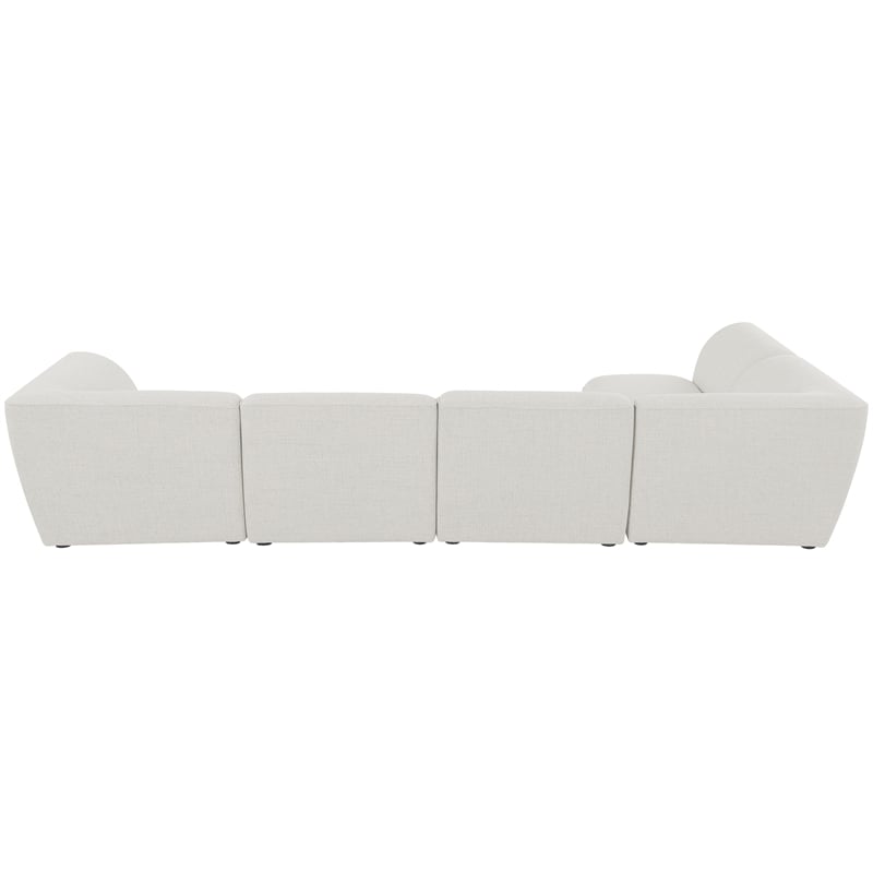 Meridian Furniture Miramar Cream Durable Linen Textured Modular Sectional