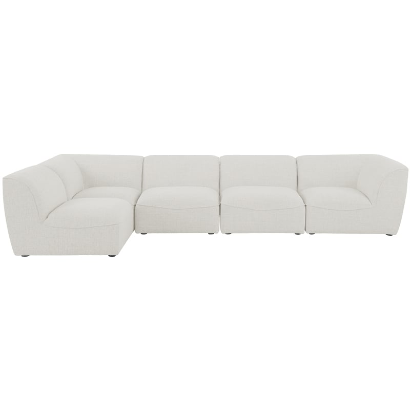 Meridian Furniture Miramar Cream Durable Linen Textured Modular Sectional