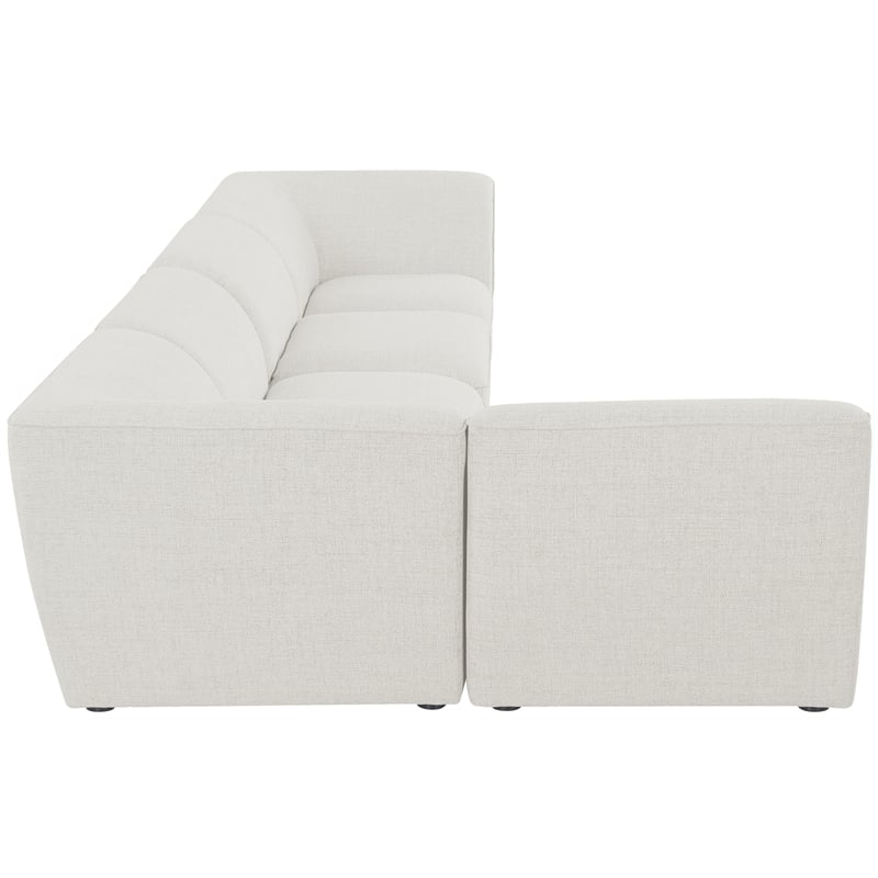 Meridian Furniture Miramar Cream Durable Linen Textured Modular Sectional