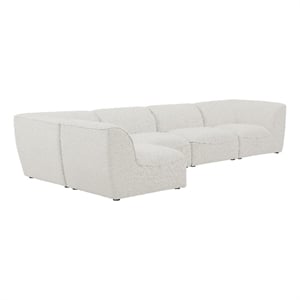 Meridian Furniture Miramar Cream Durable Linen Textured Modular Sectional
