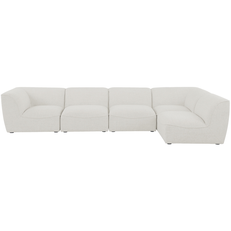 Meridian Furniture Miramar Cream Durable Linen Textured Modular Sectional