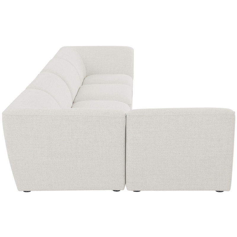 Meridian Furniture Miramar Cream Durable Linen Textured Modular Sectional
