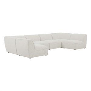 Meridian Furniture Miramar Cream Durable Linen Textured Modular Sectional