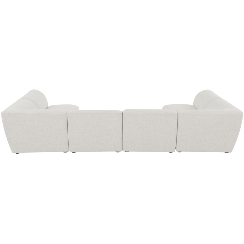 Meridian Furniture Miramar Cream Durable Linen Textured Modular Sectional