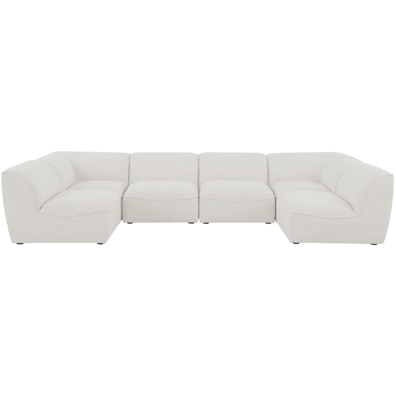 Meridian Furniture Miramar Cream Durable Linen Textured Modular Sectional