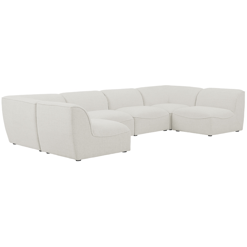 Meridian Furniture Miramar Cream Durable Linen Textured Modular Sectional
