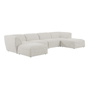 Meridian Furniture Miramar Cream Durable Linen Textured Modular Sectional