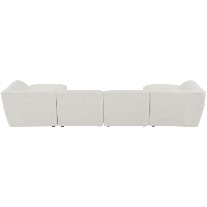 Meridian Furniture Miramar Cream Durable Linen Textured Modular Sectional