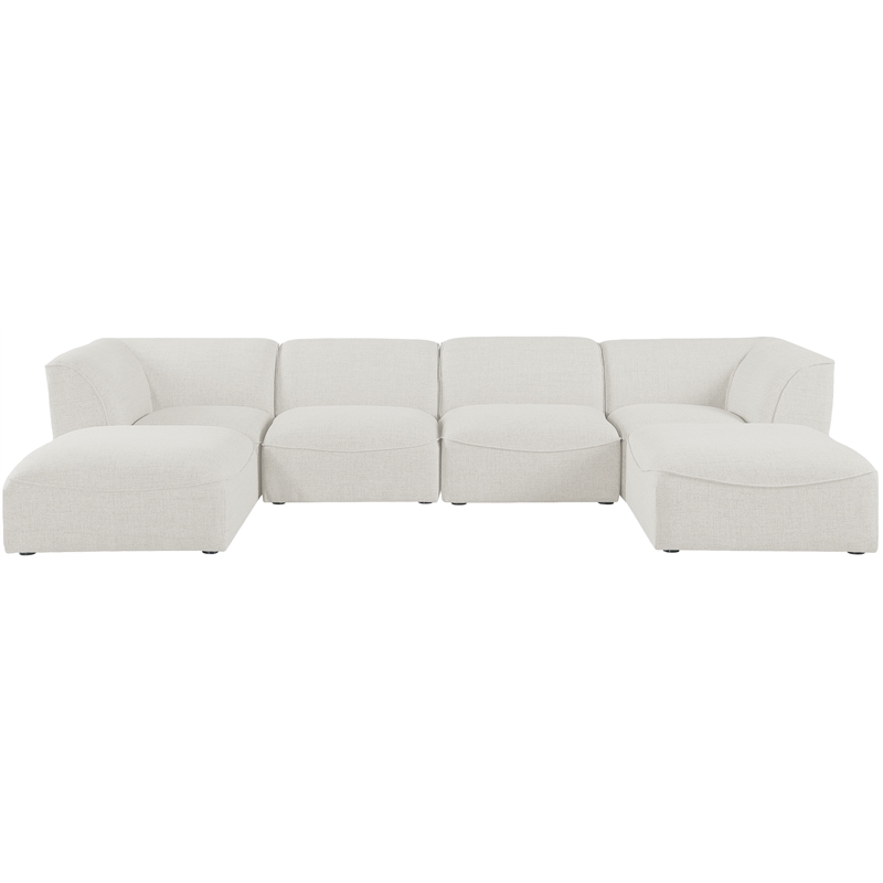 Meridian Furniture Miramar Cream Durable Linen Textured Modular Sectional