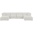 Meridian Furniture Miramar Cream Durable Linen Textured Modular Sectional